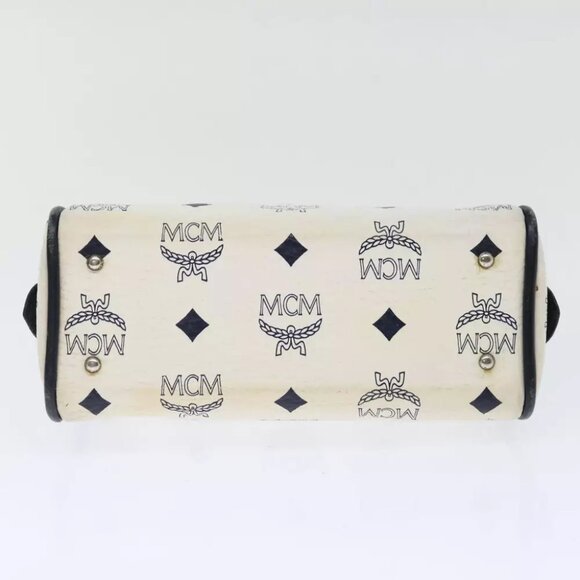 MCM Vicetos Logogram Hand Bag PVC Leather 2way White Auth - Picture 7 of 7